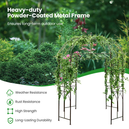 Metal Birdcage Shape Garden Arbor for Climbing Plants Wedding Party-Bronze