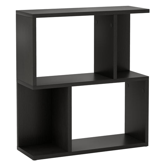 3-Tier Bookshelf Display Shelf for Small Space Wooden Nightstand-Black