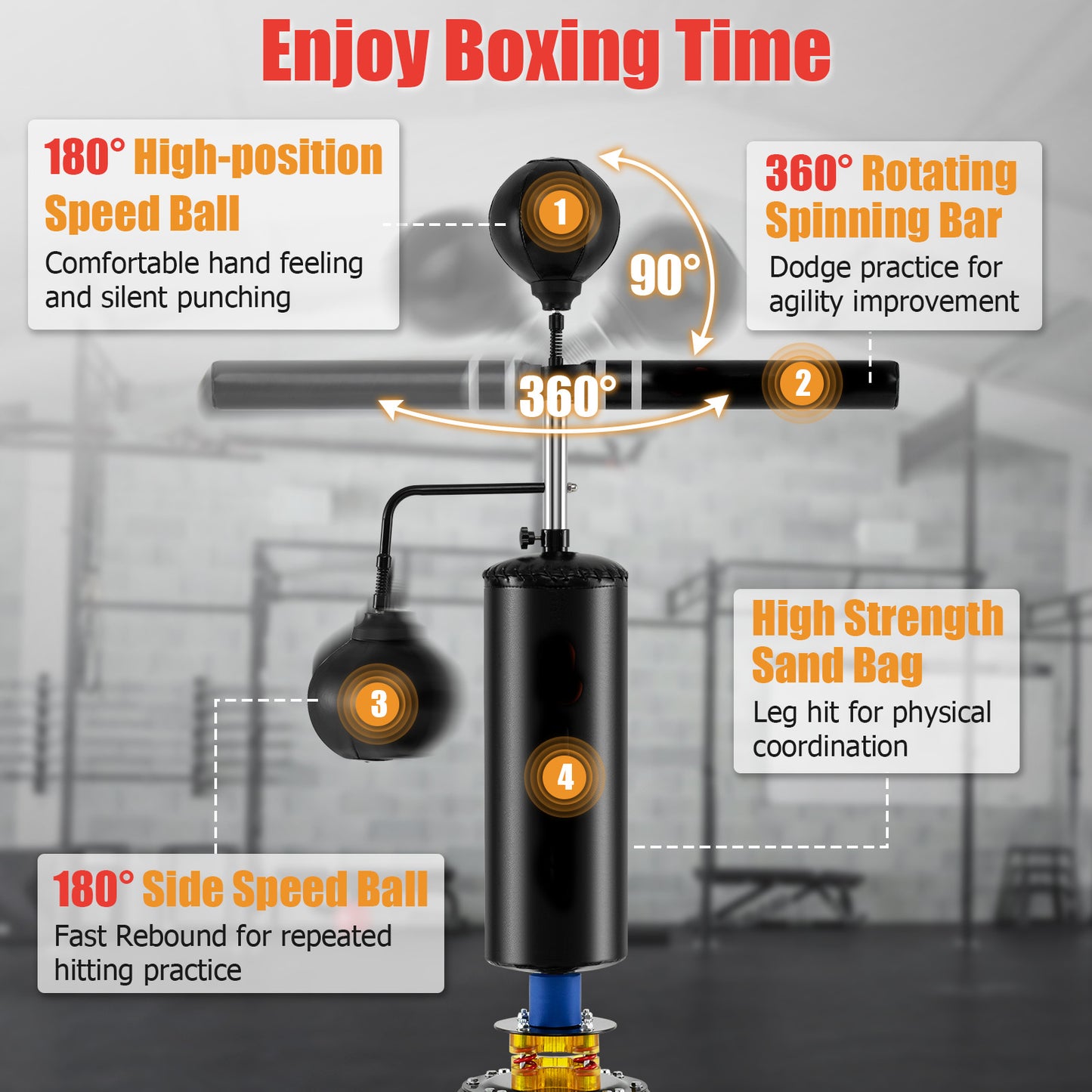 Boxing Speed Trainer Freestanding 360°Spinning Bar