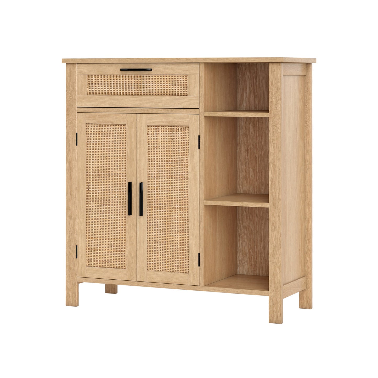 Buffet Sideboard Storage Cabinet with Rattan Woven Doors-Natural
