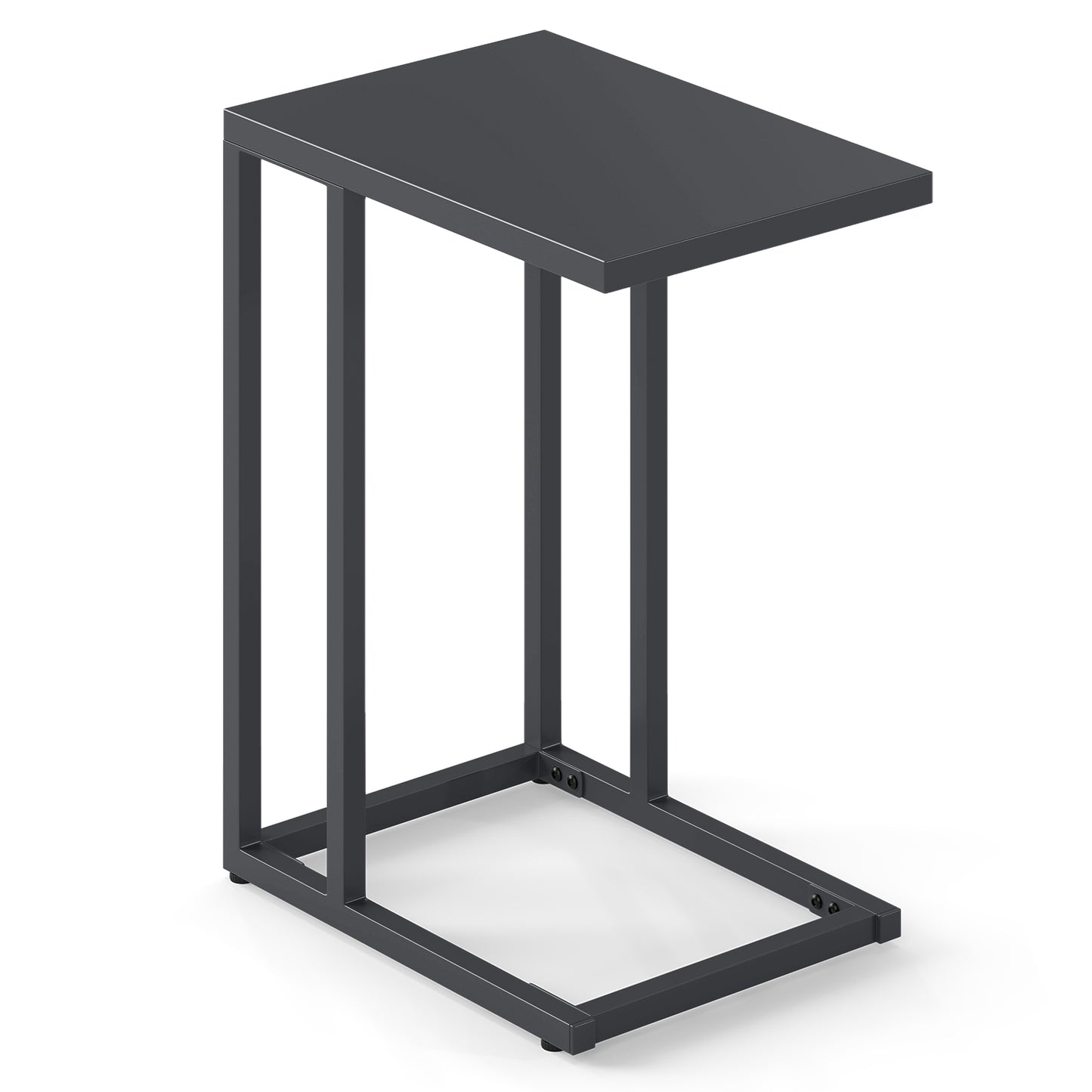 C-Shaped Modern Metal Side Table with Adjustable Foot Pads-Dark Grey