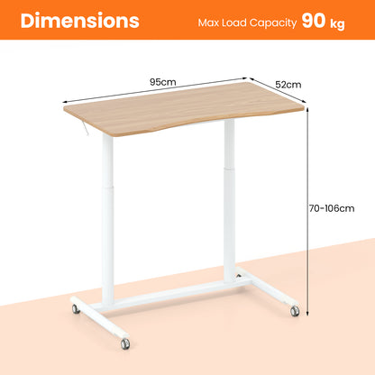 C-Shaped Sit Stand Desk with Adjustable Height and Metal Frame-Natural