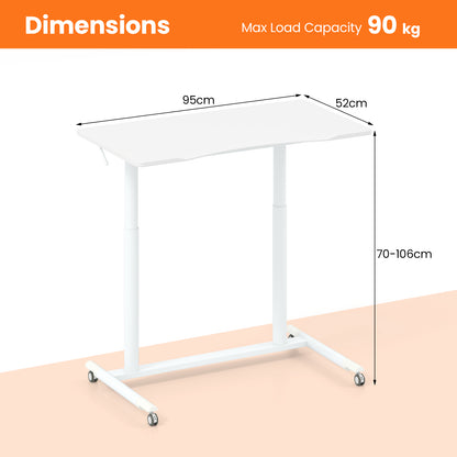 C-Shaped Sit Stand Desk with Adjustable Height and Metal Frame-White