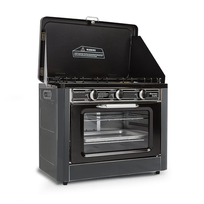 Portable 2-in-1 Gas Oven and Stove with Dual Burners, 15kg, Stainless Steel
