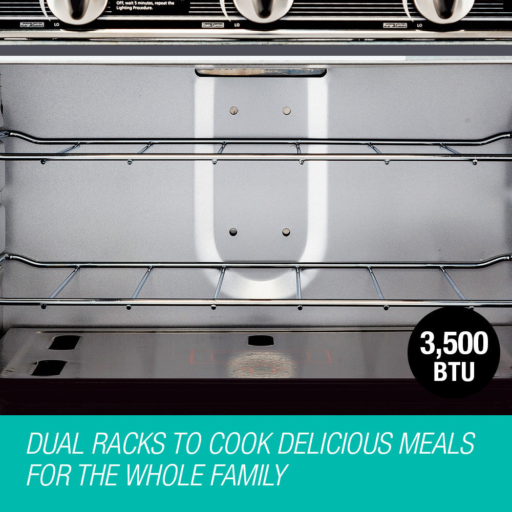 Portable 2-in-1 Gas Oven and Stove with Dual Burners, 15kg, Stainless Steel