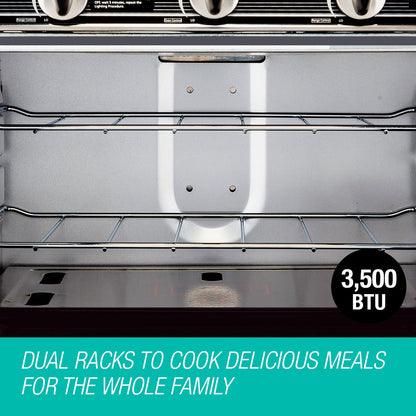 Portable 2-in-1 Gas Oven and Stove with Dual Burners, 15kg, Stainless Steel
