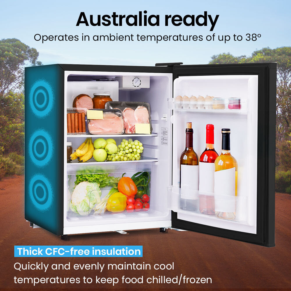 70L Portable Fridge Freezer with 5L Freezer, 12/24/240V Power, Black Finish
