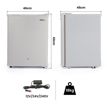 70L Portable Fridge Freezer with 0.05m Freezer, 12/24/240V, Silver Finish