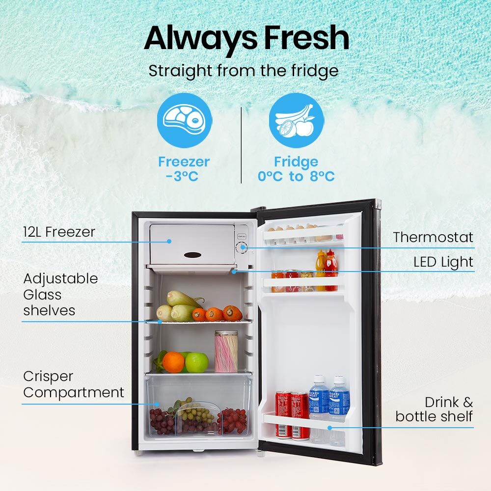 95L Portable Fridge Freezer with 0.12m³ Freezer for Camping and Caravans