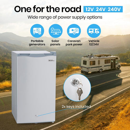 95L Portable Fridge Freezer with 0.12m Freezer for Camping and Caravans, Silver