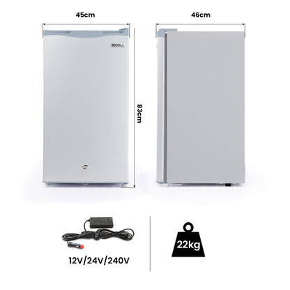 95L Portable Fridge Freezer with 0.12m Freezer for Camping and Caravans, Silver
