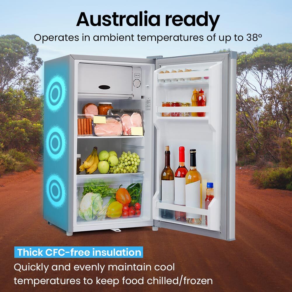95L Portable Fridge Freezer with 0.12m Freezer for Camping and Caravans, Silver
