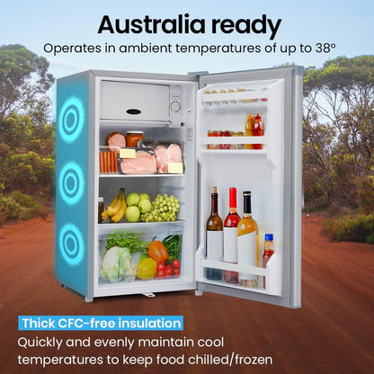 95L Portable Fridge Freezer with 0.12m Freezer for Camping and Caravans, Silver