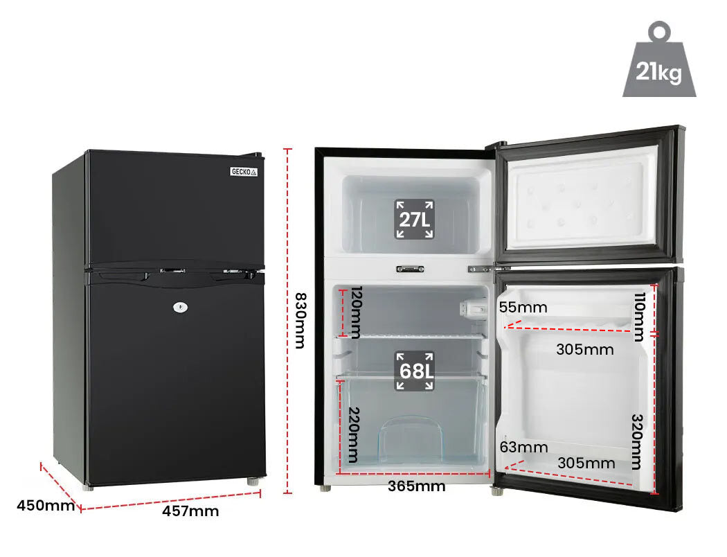95L Portable Upright Fridge/Freezer with 27L Freezer, 0.3m Fridge for RVs