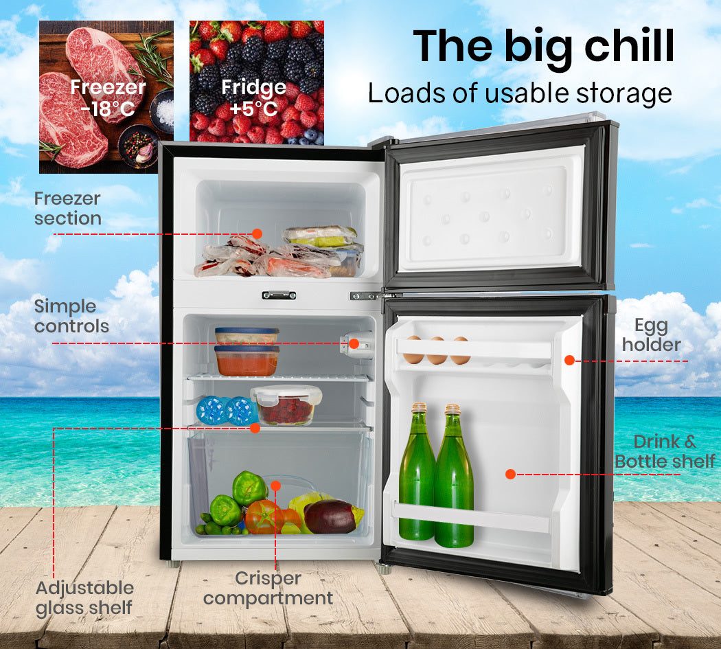 95L Portable Upright Fridge/Freezer with 27L Freezer, 0.3m Fridge for RVs