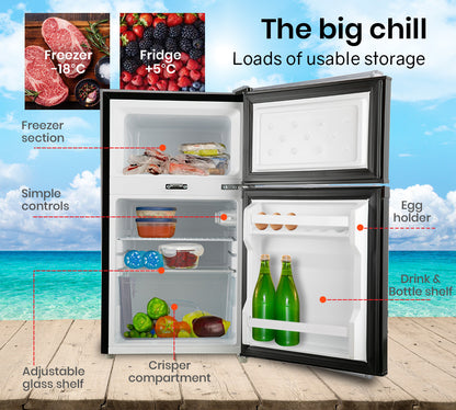95L Portable Upright Fridge/Freezer with 27L Freezer, 0.3m Fridge for RVs
