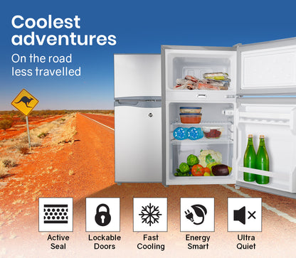 95L Portable Upright Fridge/Freezer, 12V/24V/240V for Motorhome & Caravan