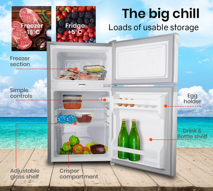 95L Portable Upright Fridge/Freezer, 12V/24V/240V for Motorhome & Caravan