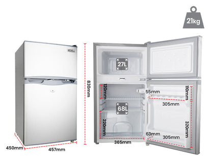 95L Portable Upright Fridge/Freezer, 12V/24V/240V for Motorhome & Caravan