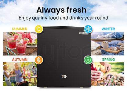 57L Portable Bar Fridge with Freezer, 12V/24V/240V, 1.45m, Black