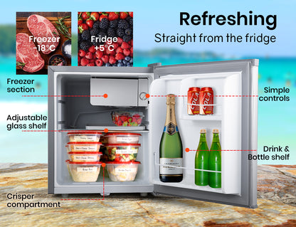57L Portable Camping Fridge with Freezer, 0.3m, 12V/24V/240V, Titanel Finish