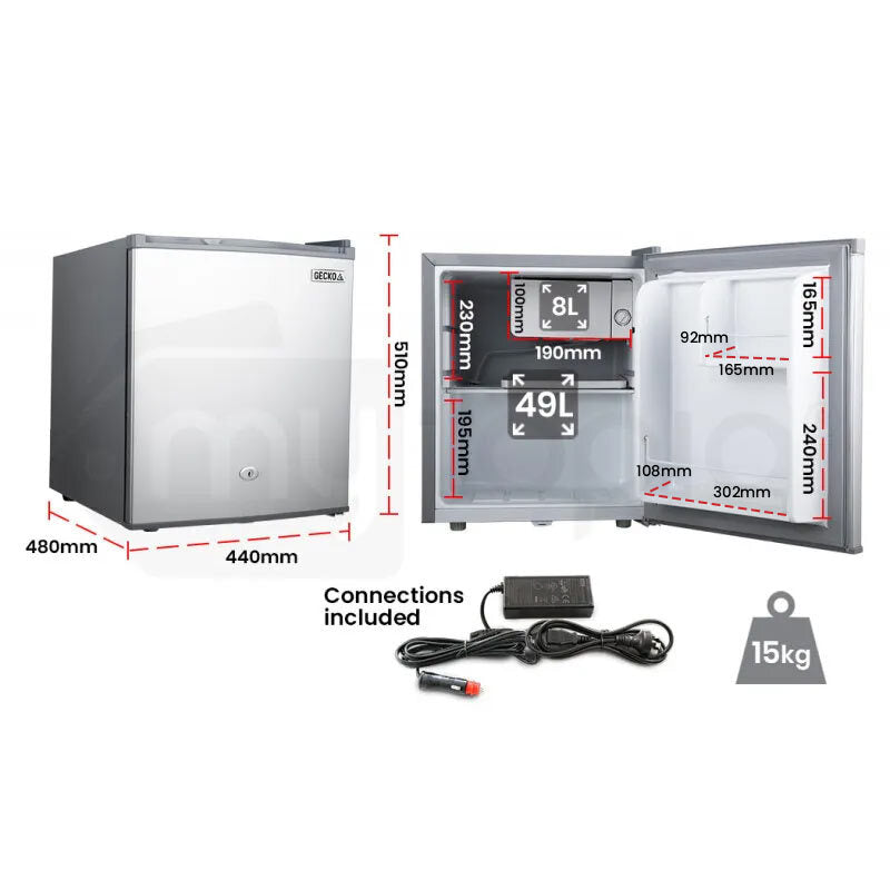 57L Portable Camping Fridge with Freezer, 0.3m, 12V/24V/240V, Titanel Finish