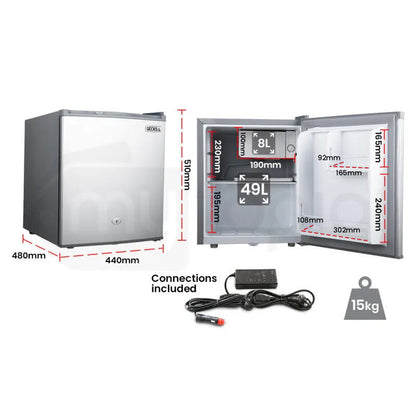 57L Portable Camping Fridge with Freezer, 0.3m, 12V/24V/240V, Titanel Finish