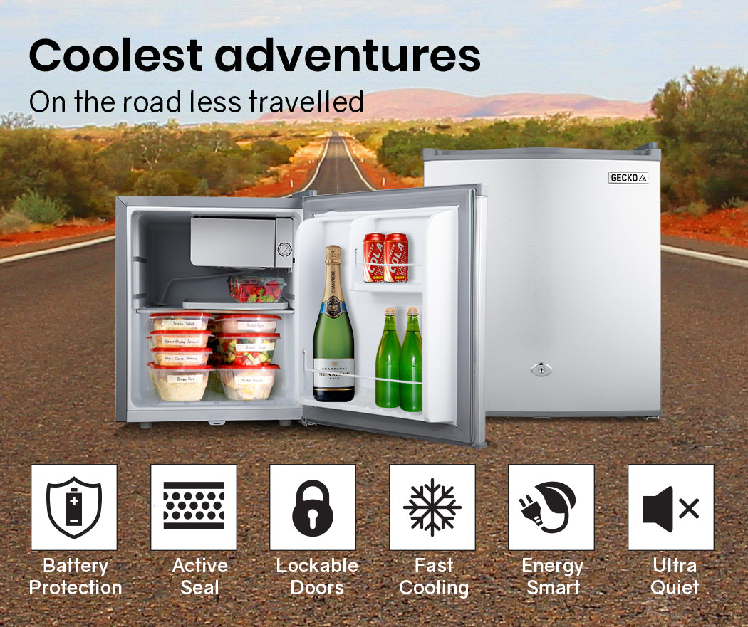 57L Portable Camping Fridge with Freezer, 0.3m, 12V/24V/240V, Titanel Finish