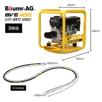 6.5HP Concrete Vibrator with 6m Shaft & 38mm Head - Durable Drive Unit Combo