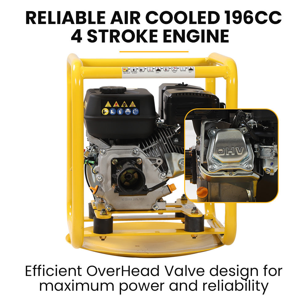6.5HP Concrete Vibrator Drive Unit, 50mm with 3-Claw Dog Fitting, 196cc Engine