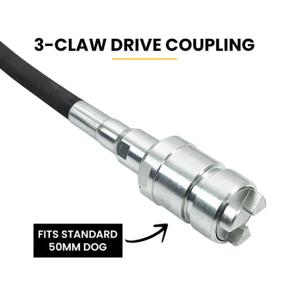 6m Concrete Vibrating Shaft with 50mm Head - Heavy Duty Flexible Drive Shaft