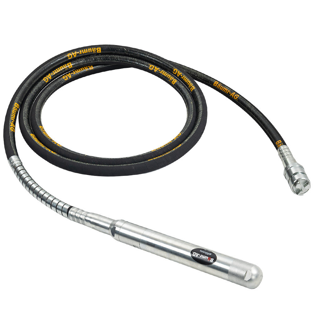 6m x 60mm Concrete Vibrating Shaft with 3-Claw Drive Coupler, 10,000 VPM