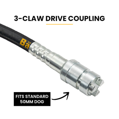 9m Concrete Vibrating Shaft with 60mm Head, 3-Claw Drive Coupler, Heavy Duty