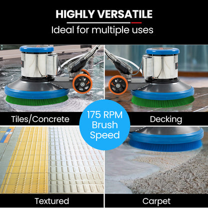 17m Commercial Floor Scrubber & Polisher with 12L Tank and 1.2kW Motor