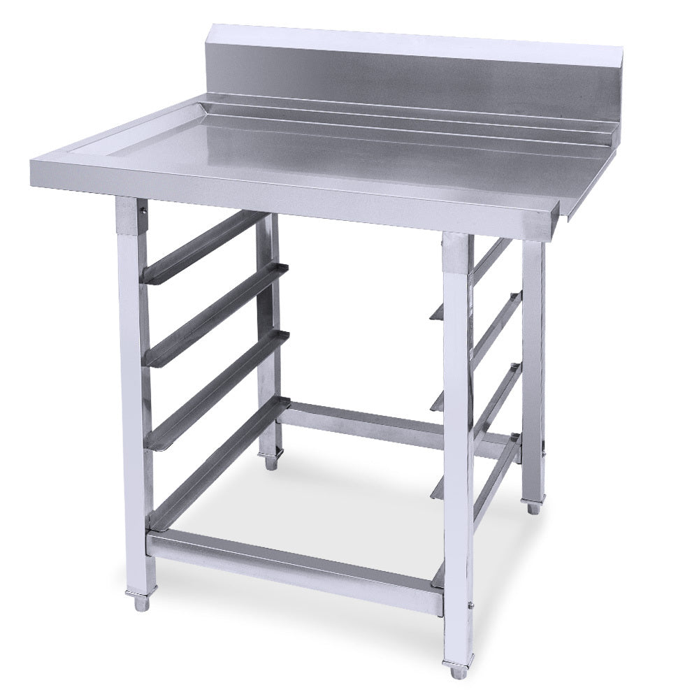 Stainless Steel Utility Side Exit Table with Backsplash for Commercial Use