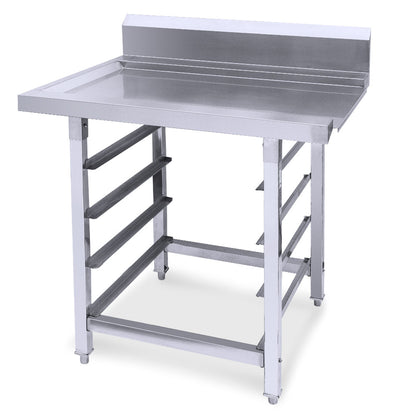 Stainless Steel Utility Side Exit Table with Backsplash for Commercial Use