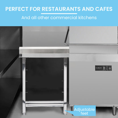 Stainless Steel Utility Side Exit Table with Backsplash for Commercial Use