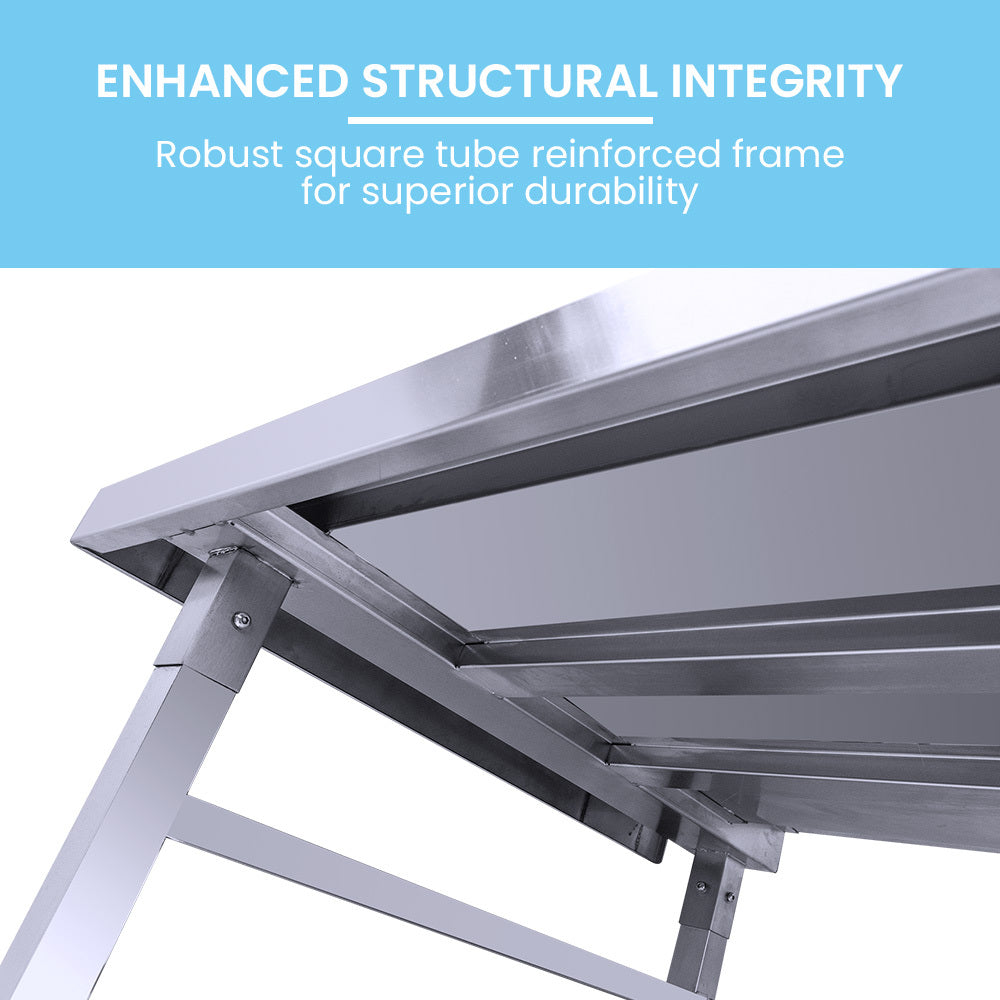 Stainless Steel Utility Side Exit Table with Backsplash for Commercial Use