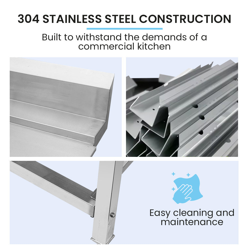 Stainless Steel Utility Side Exit Table with Backsplash for Commercial Use