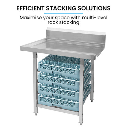 Stainless Steel Utility Side Exit Table with Backsplash for Commercial Use