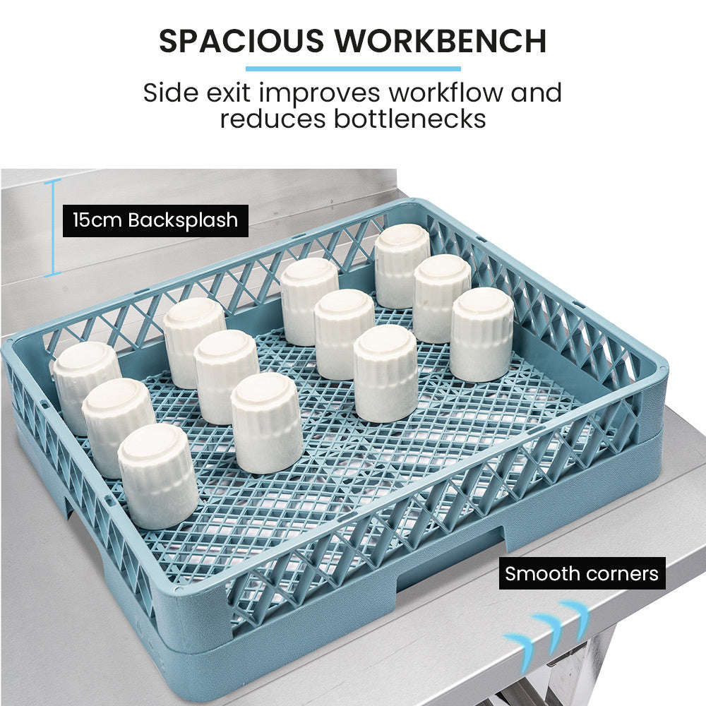 Stainless Steel Utility Side Exit Table with Backsplash for Commercial Use