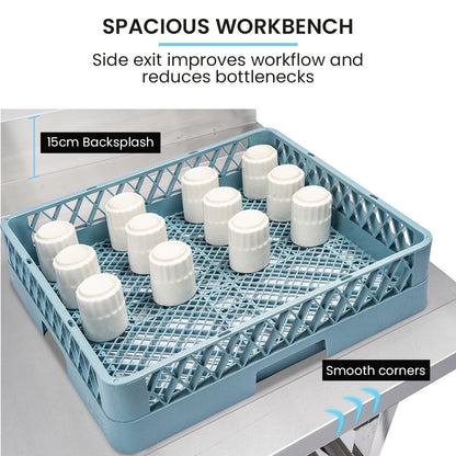 Stainless Steel Utility Side Exit Table with Backsplash for Commercial Use