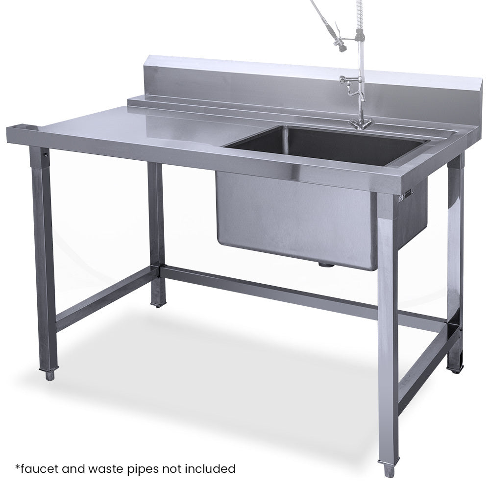 Stainless Steel Right Side Entry Table with Sink for Commercial Kitchens