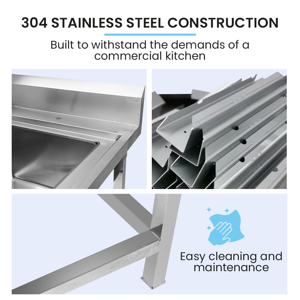 Stainless Steel Right Side Entry Table with Sink for Commercial Kitchens