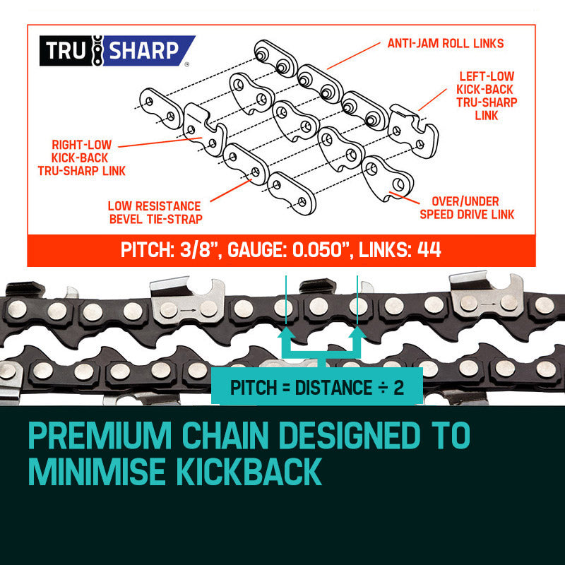 12 Meter Tru-Sharp Chainsaw Chain for Pole Tools - 44 Link, 3/8' Pitch