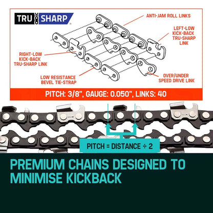 10 Meter 3/8 Pitch 40 Link Tru-Sharp Chainsaw Chain Replacement