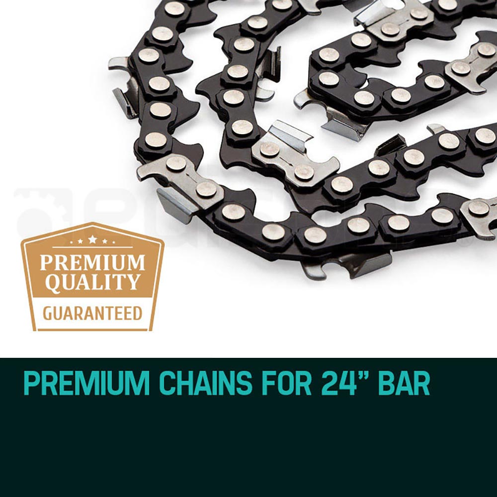 2 x 0.61m Chainsaw Chain 84 Link for 72-82CC Saws, Low Kick-Back Design