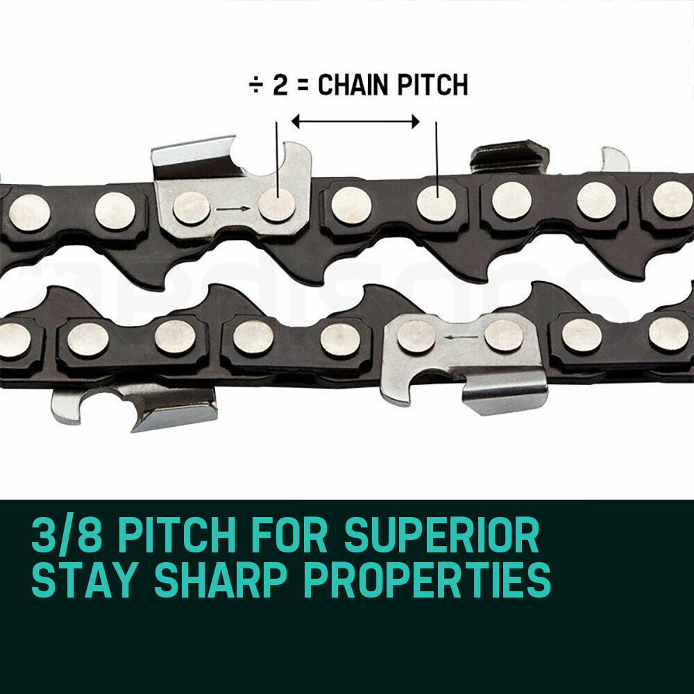 2 x 0.61m Chainsaw Chain 84 Link for 72-82CC Saws, Low Kick-Back Design