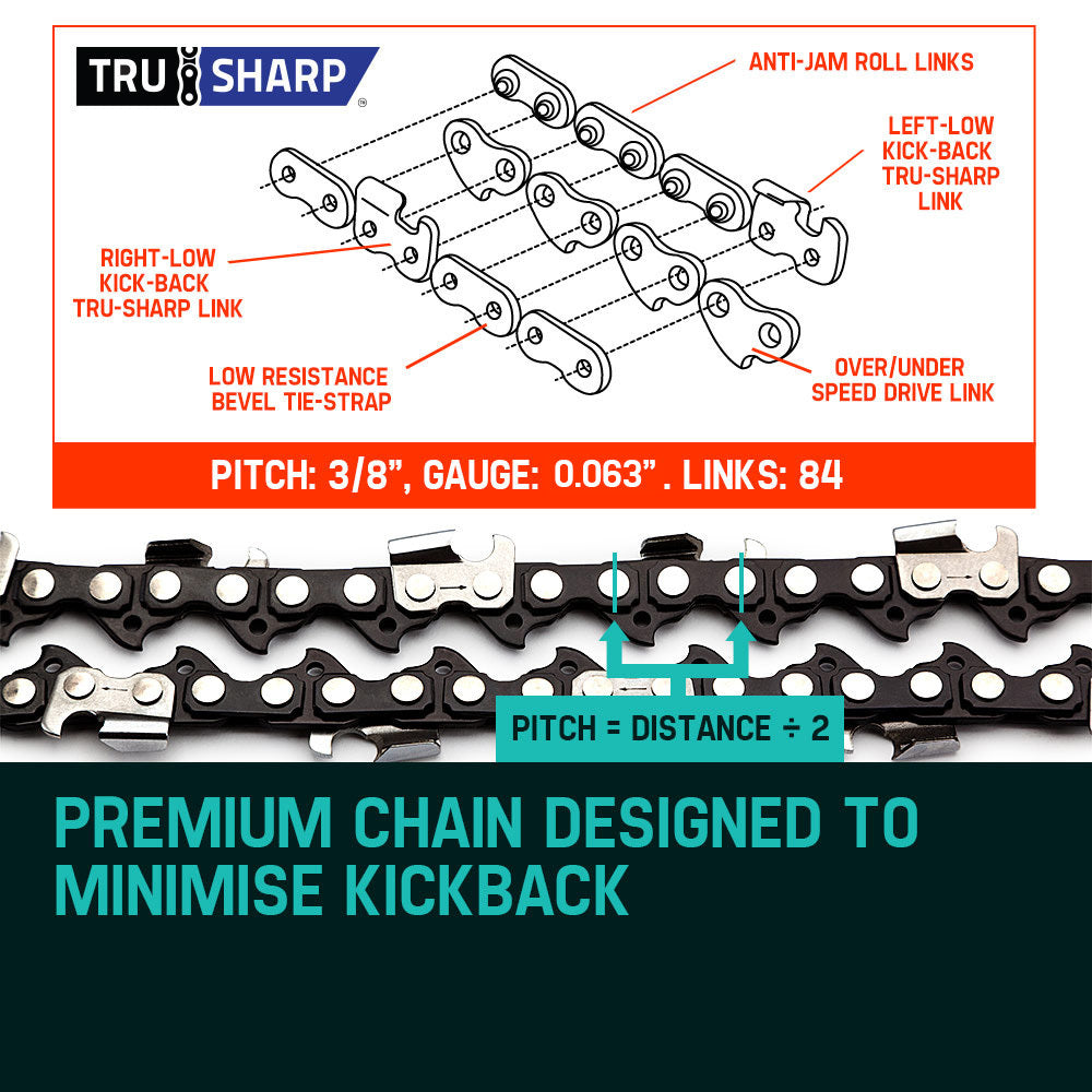 24 Meter 84 Link Tru-Sharp Chainsaw Chain for 72cc 3/8'' Pitch Bars