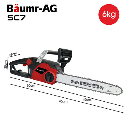 2400W Electric Chainsaw with 0.4m Oregon Bar and Chain, Lightweight Design